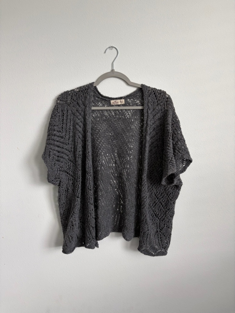 Hollister  Open-Knit Short Sleeve Cardigan Sweater